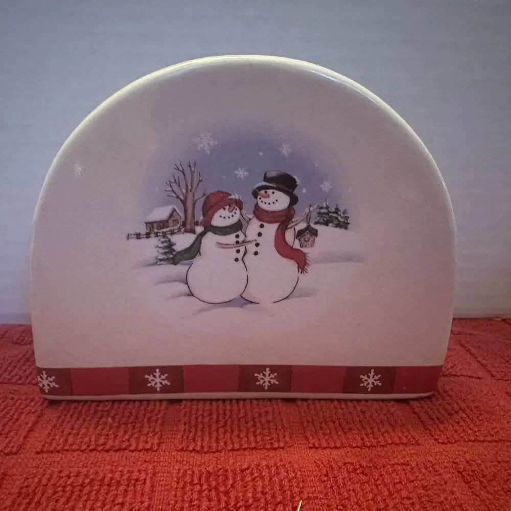 Vintage Royal Seasons 5pc Winter Wishes Table Set Snowmen Creamer Sugar Box